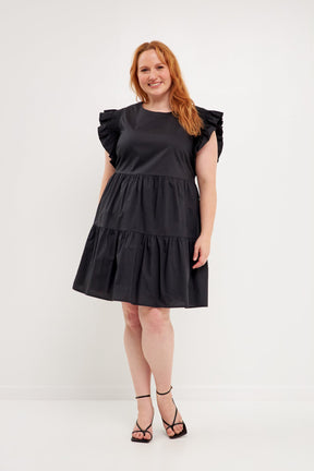 ENGLISH FACTORY - English Factory - Plus Size Ruffled Babydoll Mini Dress - DRESSES available at Objectrare