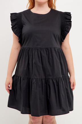 ENGLISH FACTORY - Plus Size Ruffled Babydoll Mini Dress - DRESSES available at Objectrare