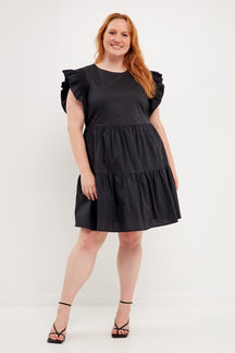 ENGLISH FACTORY - English Factory - Plus Size Ruffled Babydoll Mini Dress - DRESSES available at Objectrare