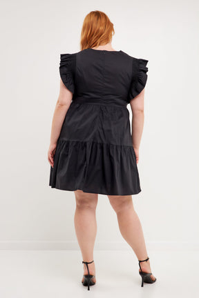 ENGLISH FACTORY - English Factory - Plus Size Ruffled Babydoll Mini Dress - DRESSES available at Objectrare