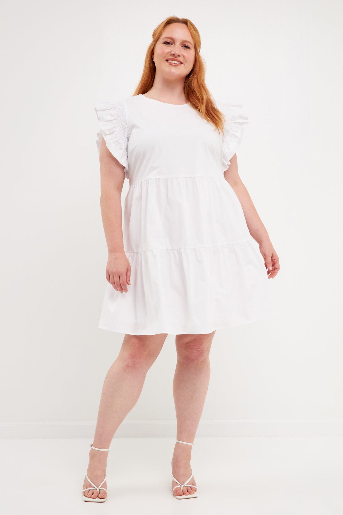 ENGLISH FACTORY - Plus Size Ruffled Babydoll Mini Dress - DRESSES available at Objectrare