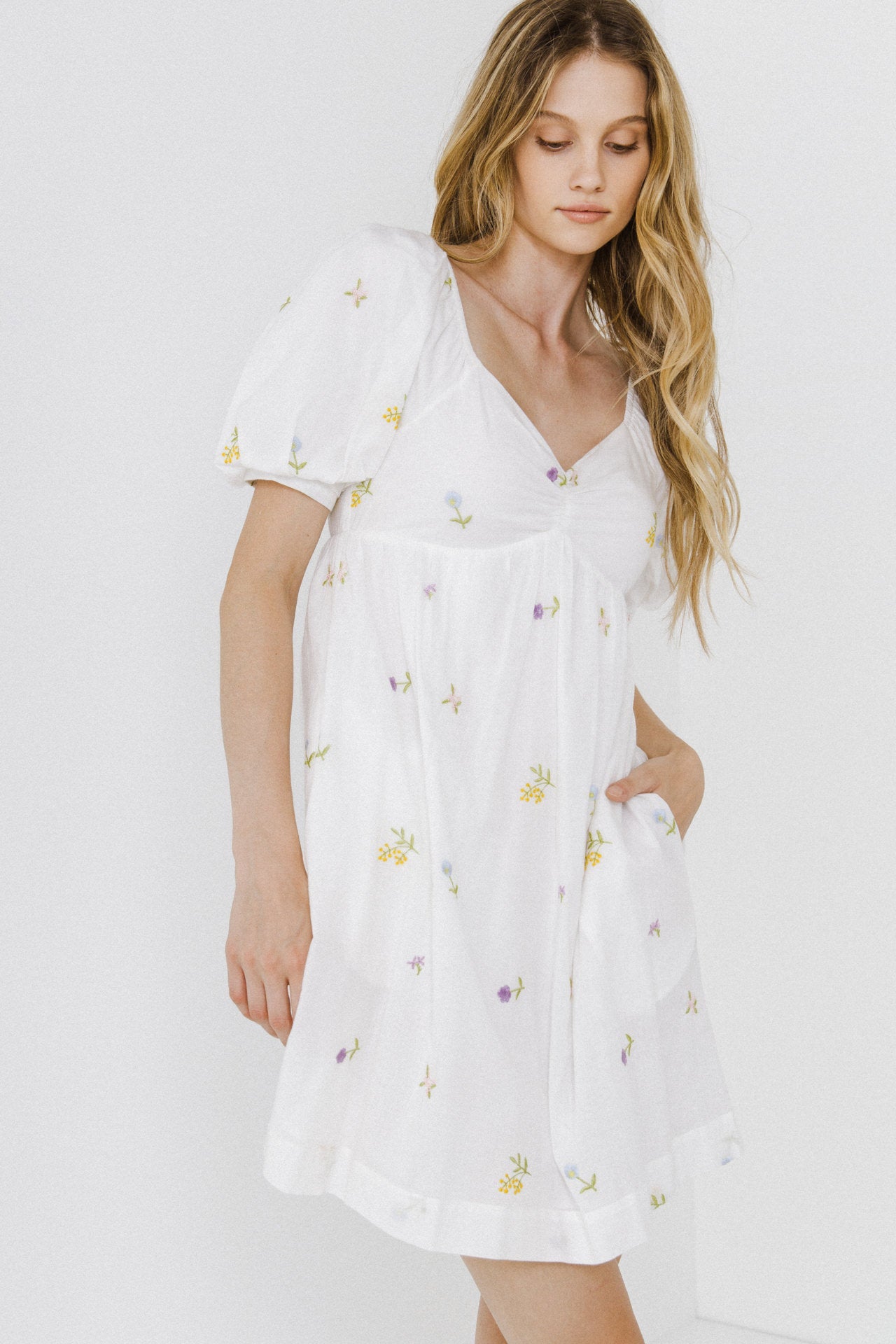 ENGLISH FACTORY - Embroidery Babydoll Mini Dress - DRESSES available at Objectrare