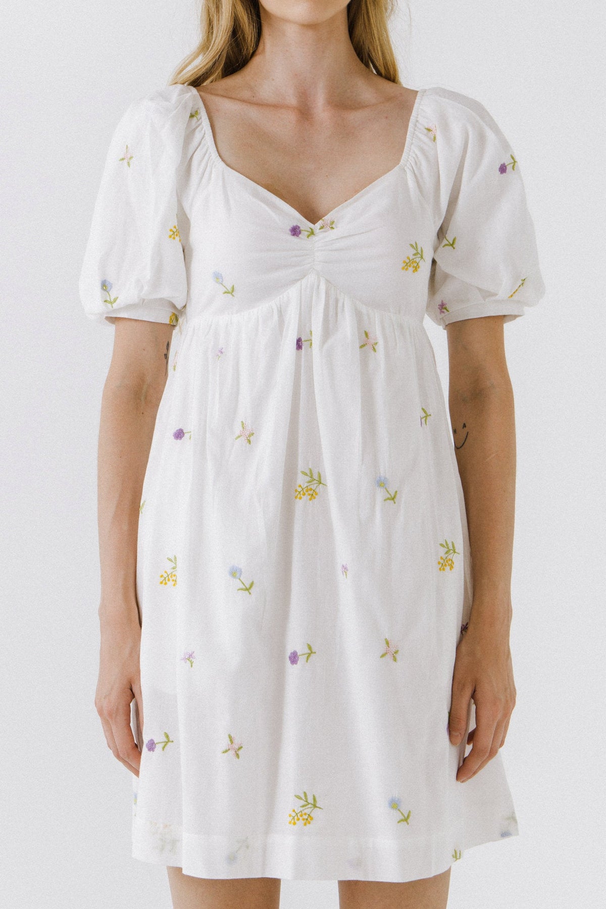 ENGLISH FACTORY - Embroidery Babydoll Mini Dress - DRESSES available at Objectrare