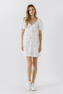 ENGLISH FACTORY - Embroidery Babydoll Mini Dress - DRESSES available at Objectrare