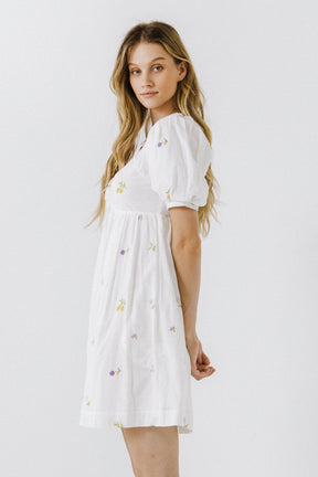 ENGLISH FACTORY - Embroidery Babydoll Mini Dress - DRESSES available at Objectrare