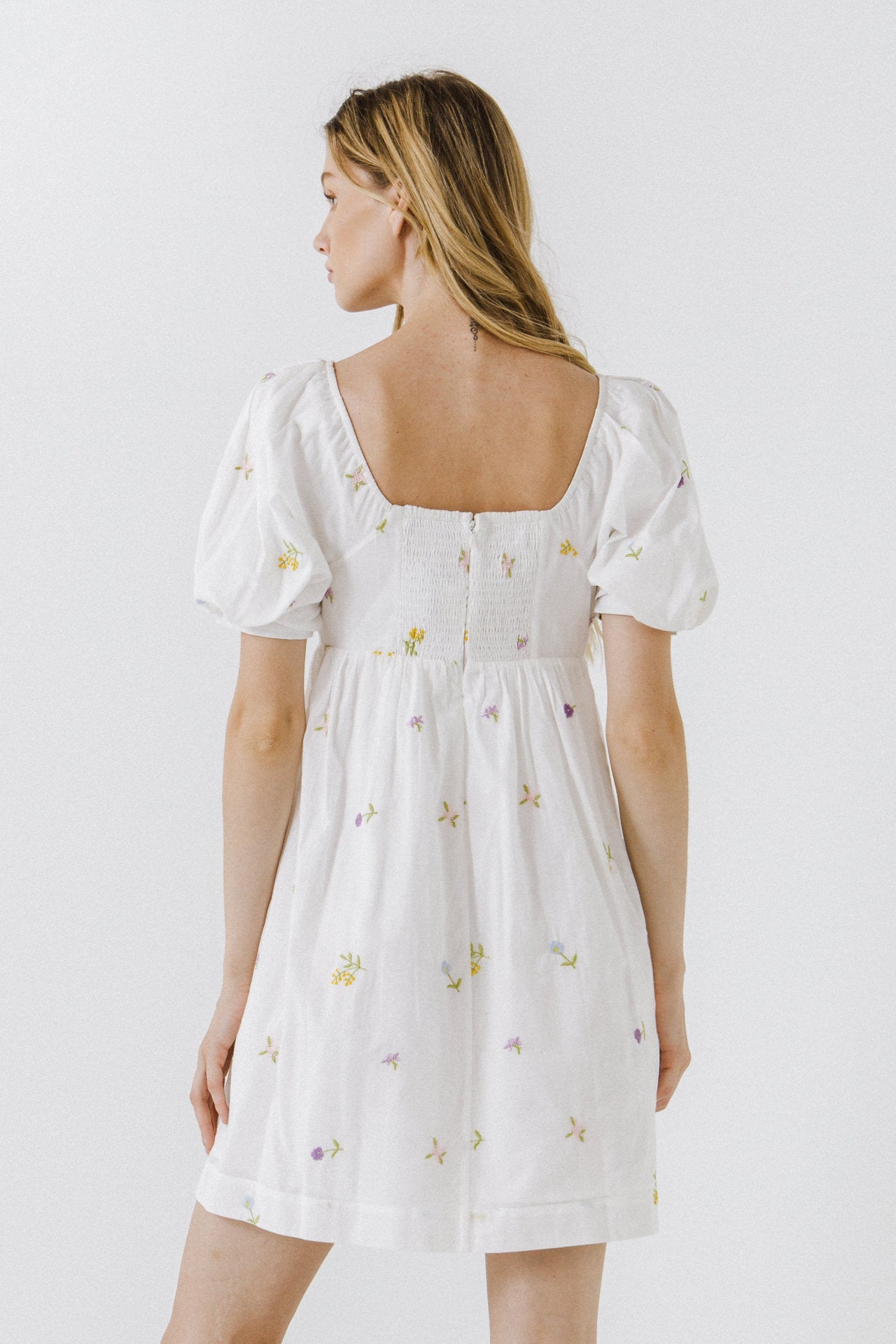 ENGLISH FACTORY - Embroidery Babydoll Mini Dress - DRESSES available at Objectrare