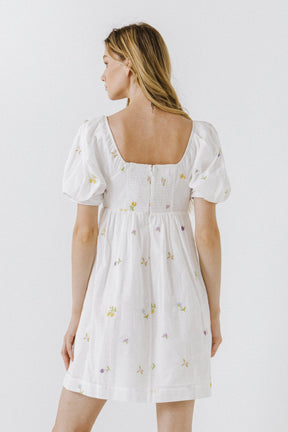 ENGLISH FACTORY - Embroidery Babydoll Mini Dress - DRESSES available at Objectrare
