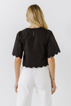 ENGLISH FACTORY - Scallop Edge Top - TOPS available at Objectrare