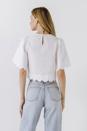 ENGLISH FACTORY - Scallop Edge Top - TOPS available at Objectrare