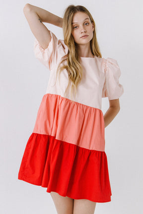 ENGLISH FACTORY - Colorblock Babydoll Dress - DRESSES available at Objectrare