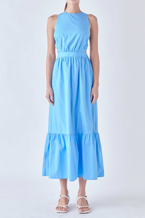 Elastic Detail Sleeveless Dress