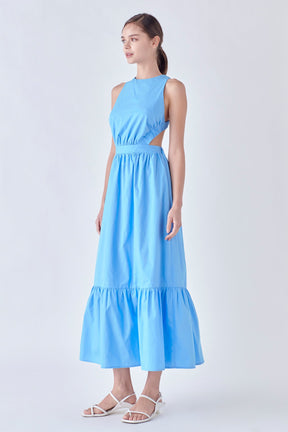 Elastic Detail Sleeveless Dress