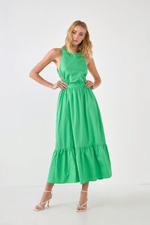 Elastic Detail Sleeveless Dress