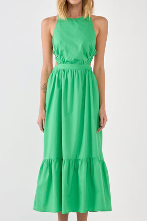 Elastic Detail Sleeveless Dress