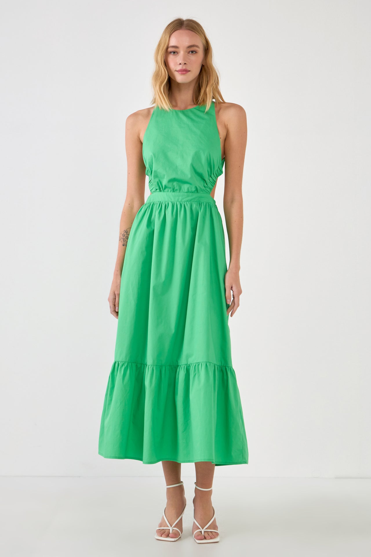 Elastic Detail Sleeveless Dress