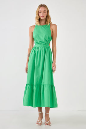 Elastic Detail Sleeveless Dress