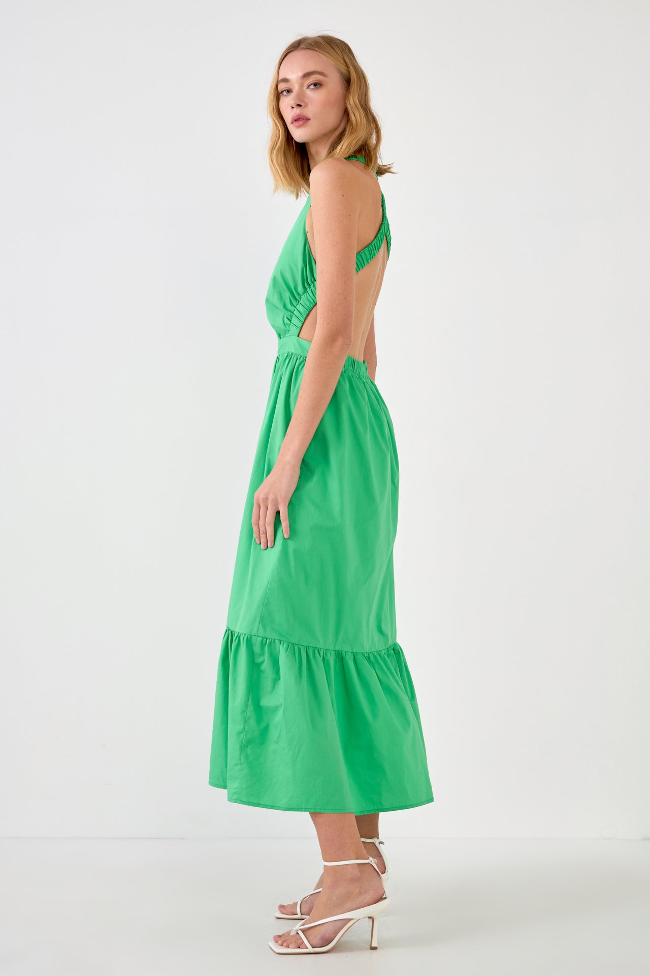 Elastic Detail Sleeveless Dress