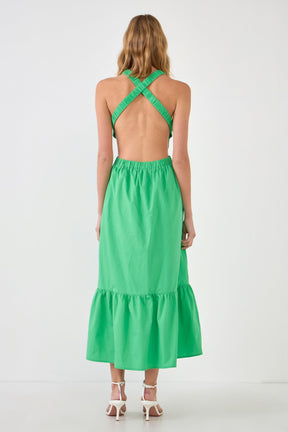 Elastic Detail Sleeveless Dress