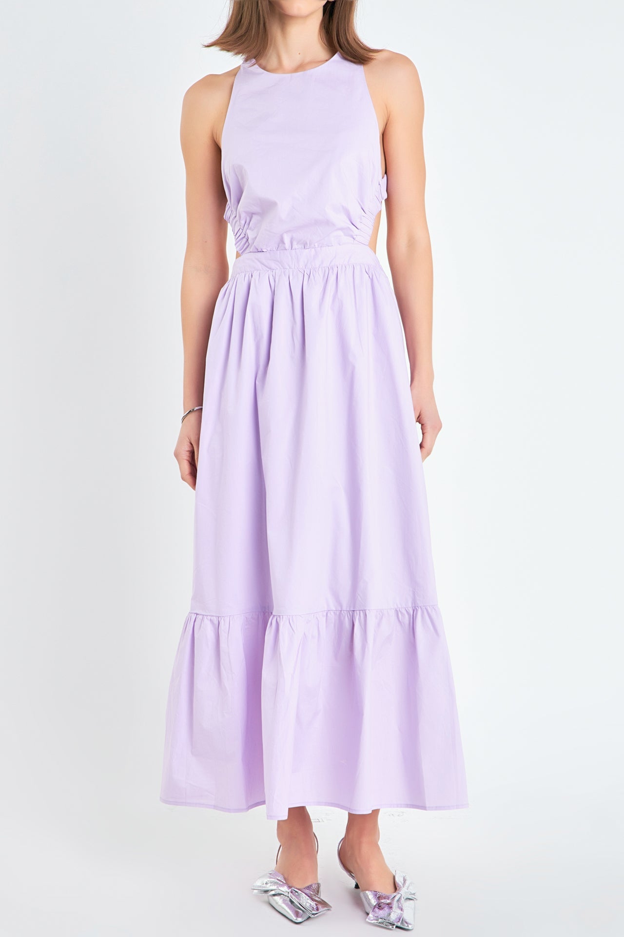 Elastic Detail Sleeveless Dress