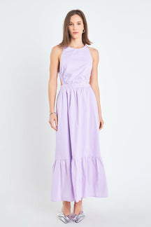 Elastic Detail Sleeveless Dress