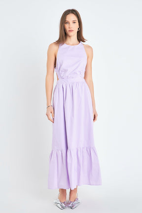 Elastic Detail Sleeveless Dress