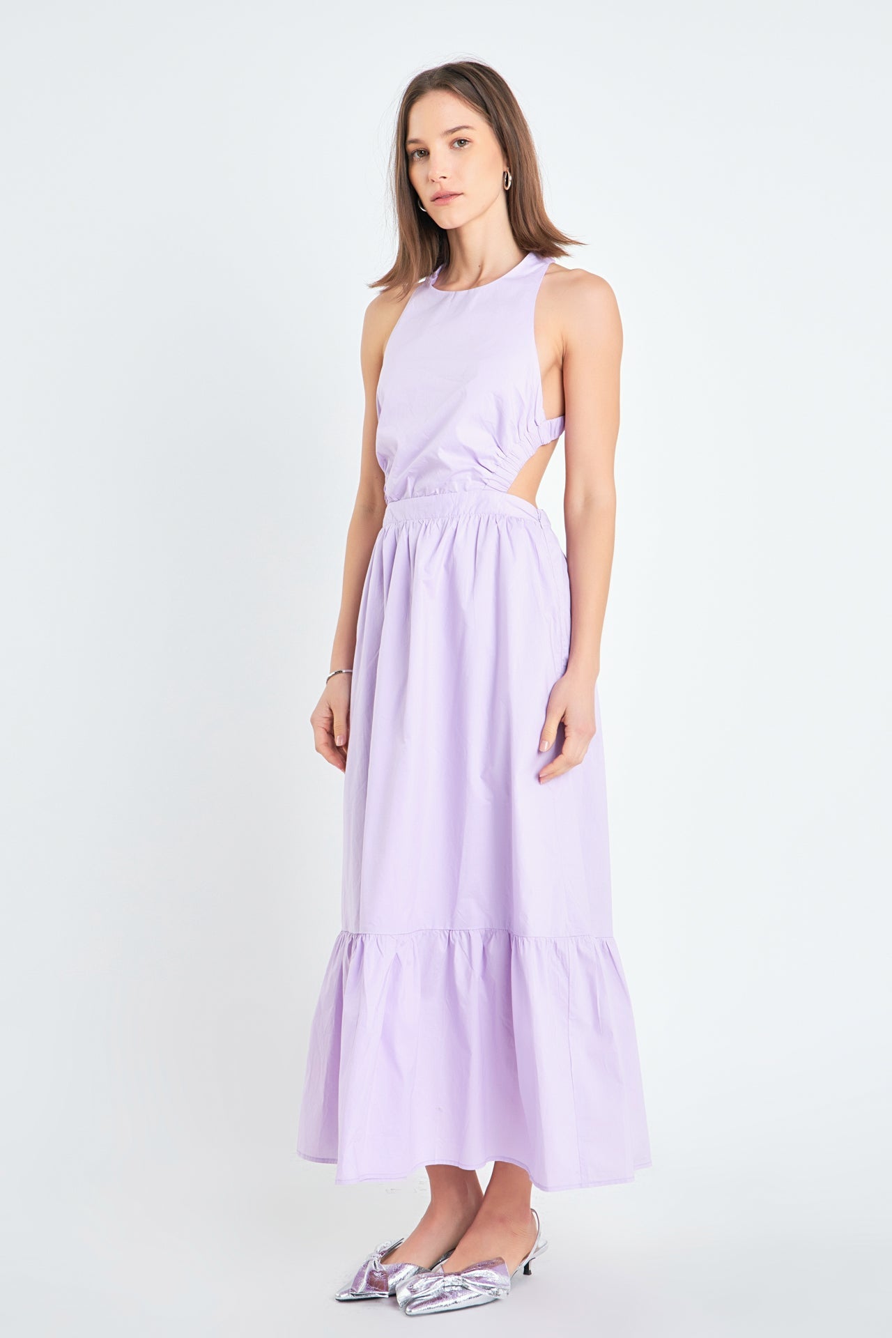 Elastic Detail Sleeveless Dress