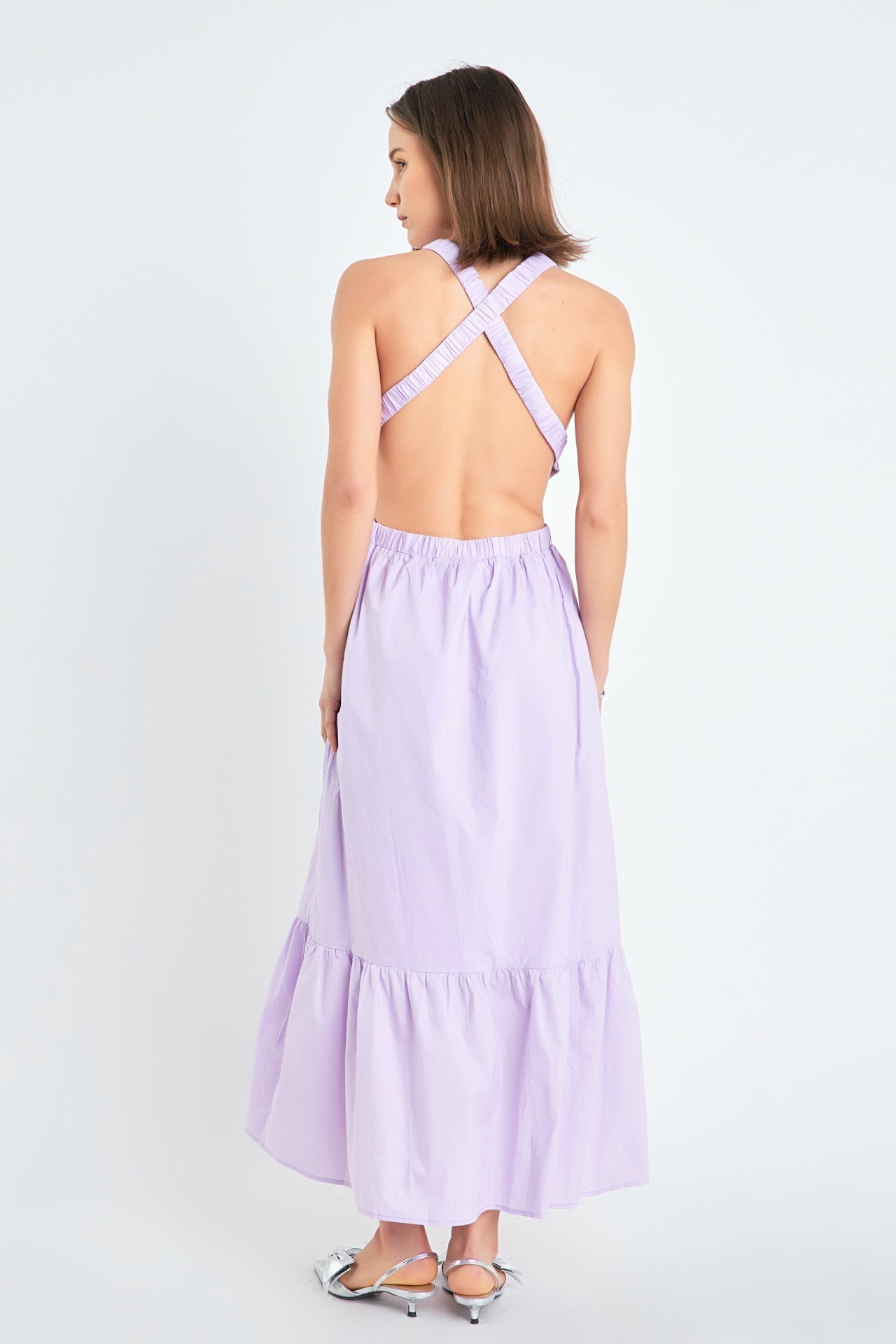 Elastic Detail Sleeveless Dress