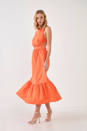 Elastic Detail Sleeveless Dress