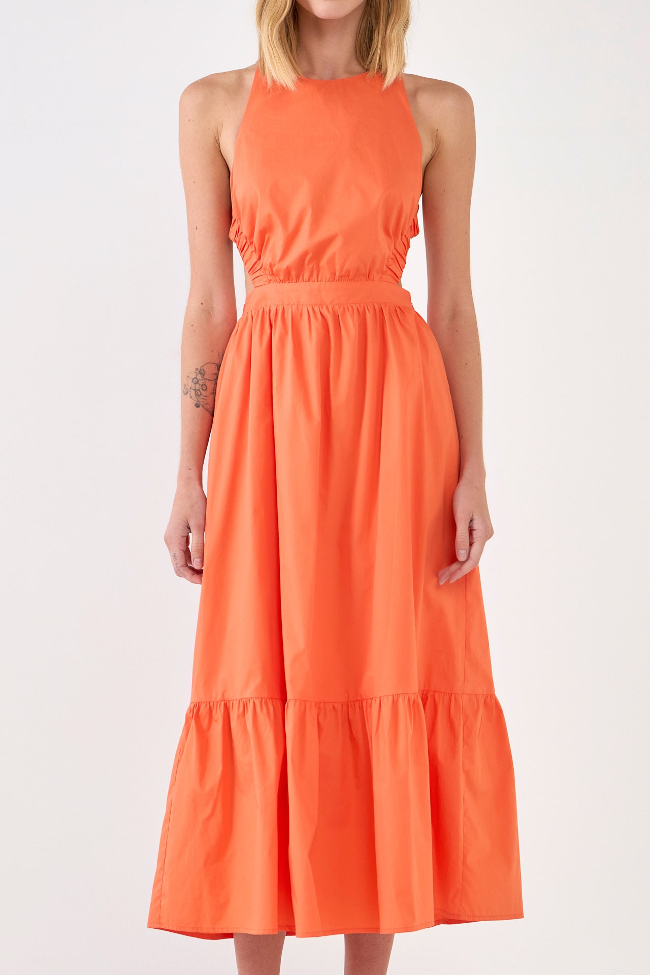 Elastic Detail Sleeveless Dress