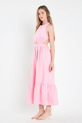 Elastic Detail Sleeveless Dress