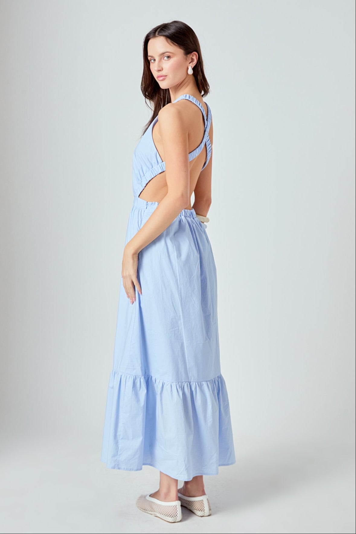 Elastic Detail Sleeveless Dress