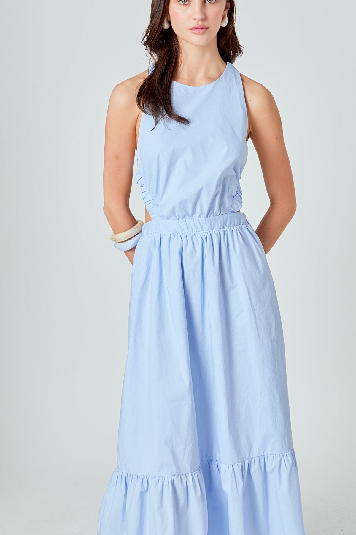 Elastic Detail Sleeveless Dress