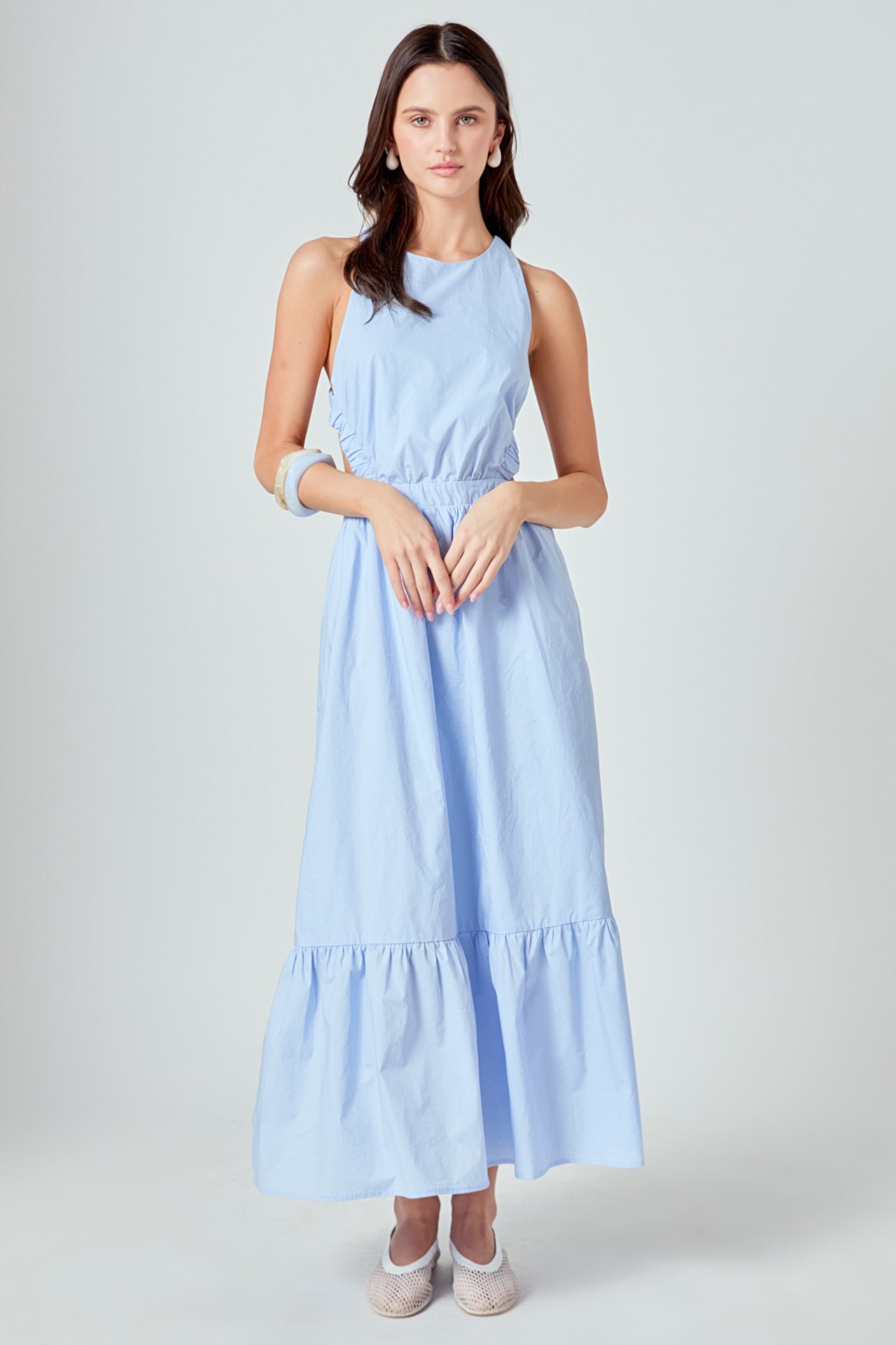 Elastic Detail Sleeveless Dress