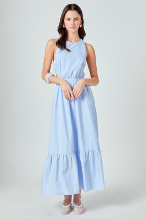 Elastic Detail Sleeveless Dress