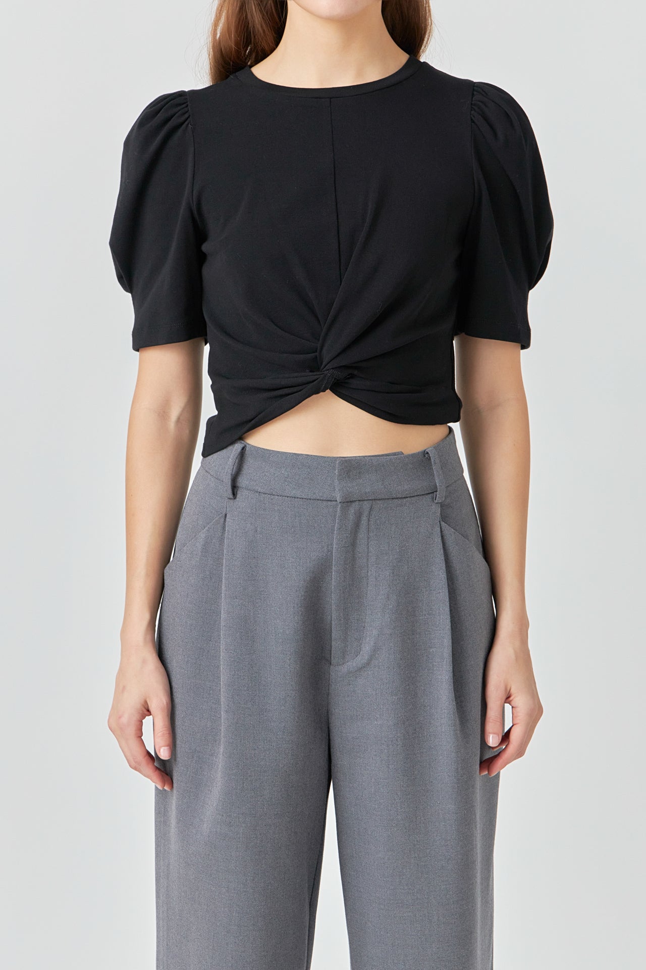 ENDLESS ROSE - Endless Rose - Twist Detail Cropped Knit Top - TOPS available at Objectrare