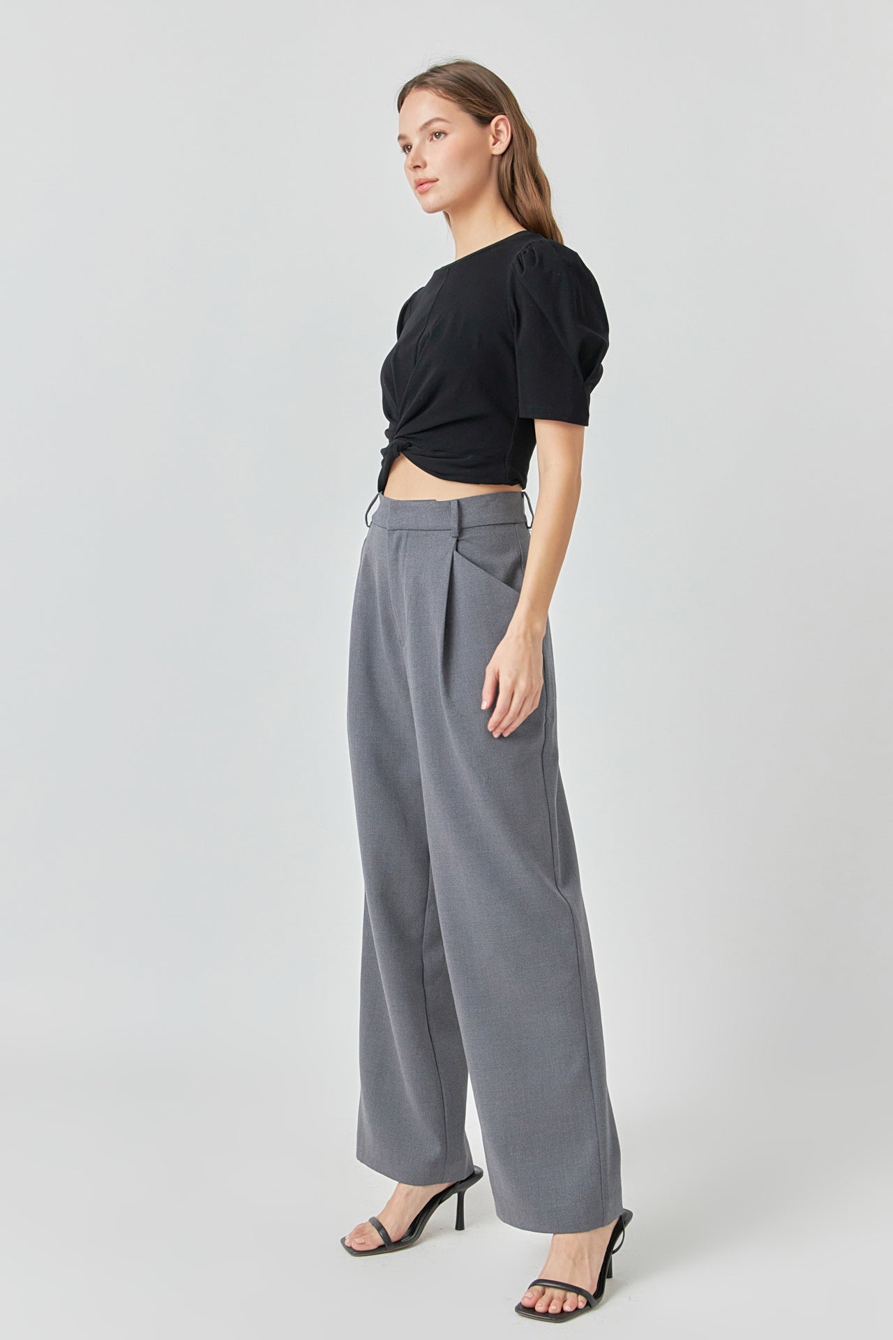 ENDLESS ROSE - Twist Detail Cropped Knit Top - TOPS available at Objectrare