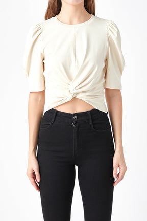 ENDLESS ROSE - Twist Detail Cropped Knit Top - TOPS available at Objectrare