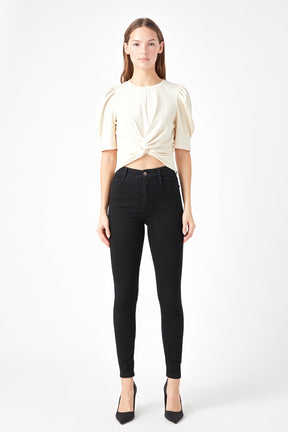 ENDLESS ROSE - Twist Detail Cropped Knit Top - TOPS available at Objectrare