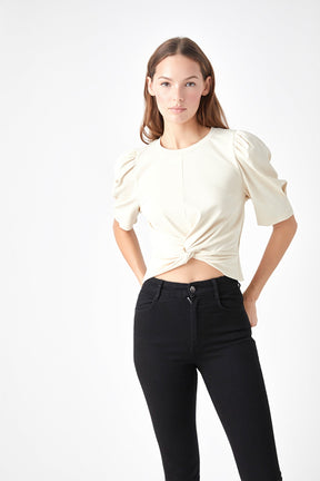 ENDLESS ROSE - Twist Detail Cropped Knit Top - TOPS available at Objectrare