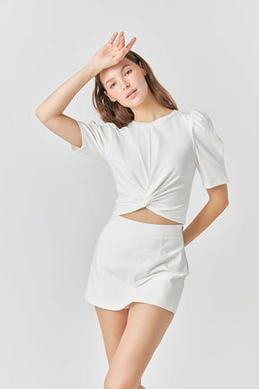 ENDLESS ROSE - Twist Detail Cropped Knit Top - TOPS available at Objectrare
