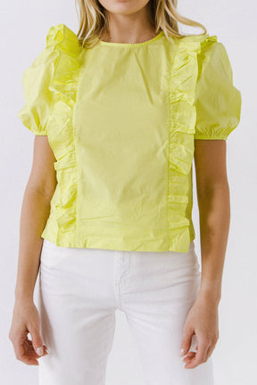 ENGLISH FACTORY - English Factory - Women Woven Ruffled Bodice Blouse - TOPS available at Objectrare