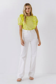 ENGLISH FACTORY - English Factory - Women Woven Ruffled Bodice Blouse - TOPS available at Objectrare