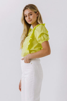 ENGLISH FACTORY - Women Woven Ruffled Bodice Blouse - TOPS available at Objectrare