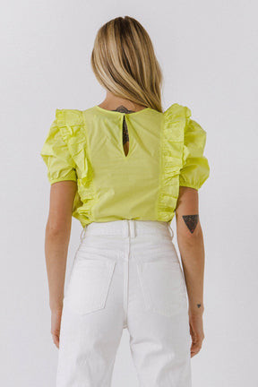 ENGLISH FACTORY - English Factory - Women Woven Ruffled Bodice Blouse - TOPS available at Objectrare