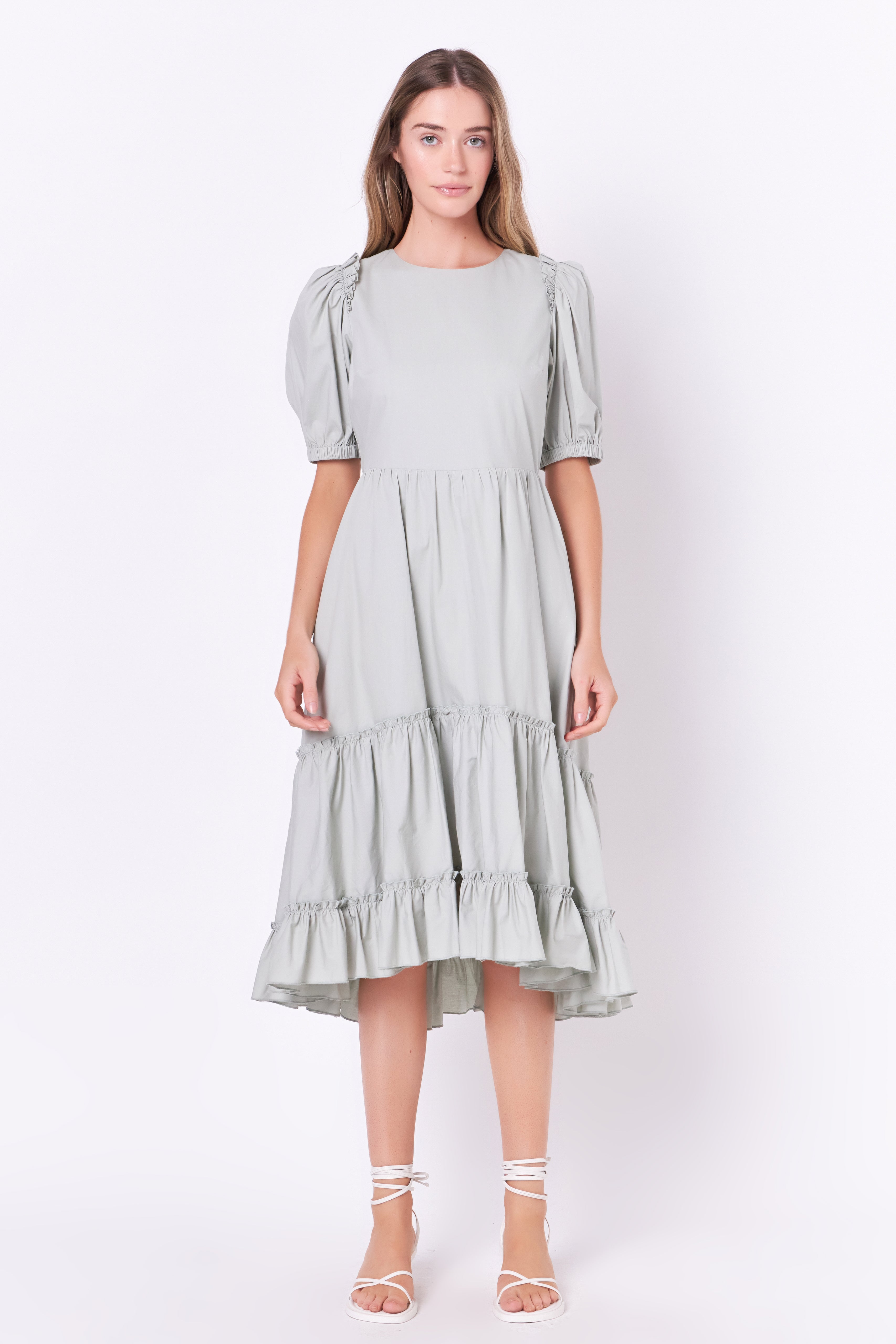 ■JJ JIGOTT(JJジゴット)Ruffle Detail Belted Dress Ruffle Detail Midi Dress