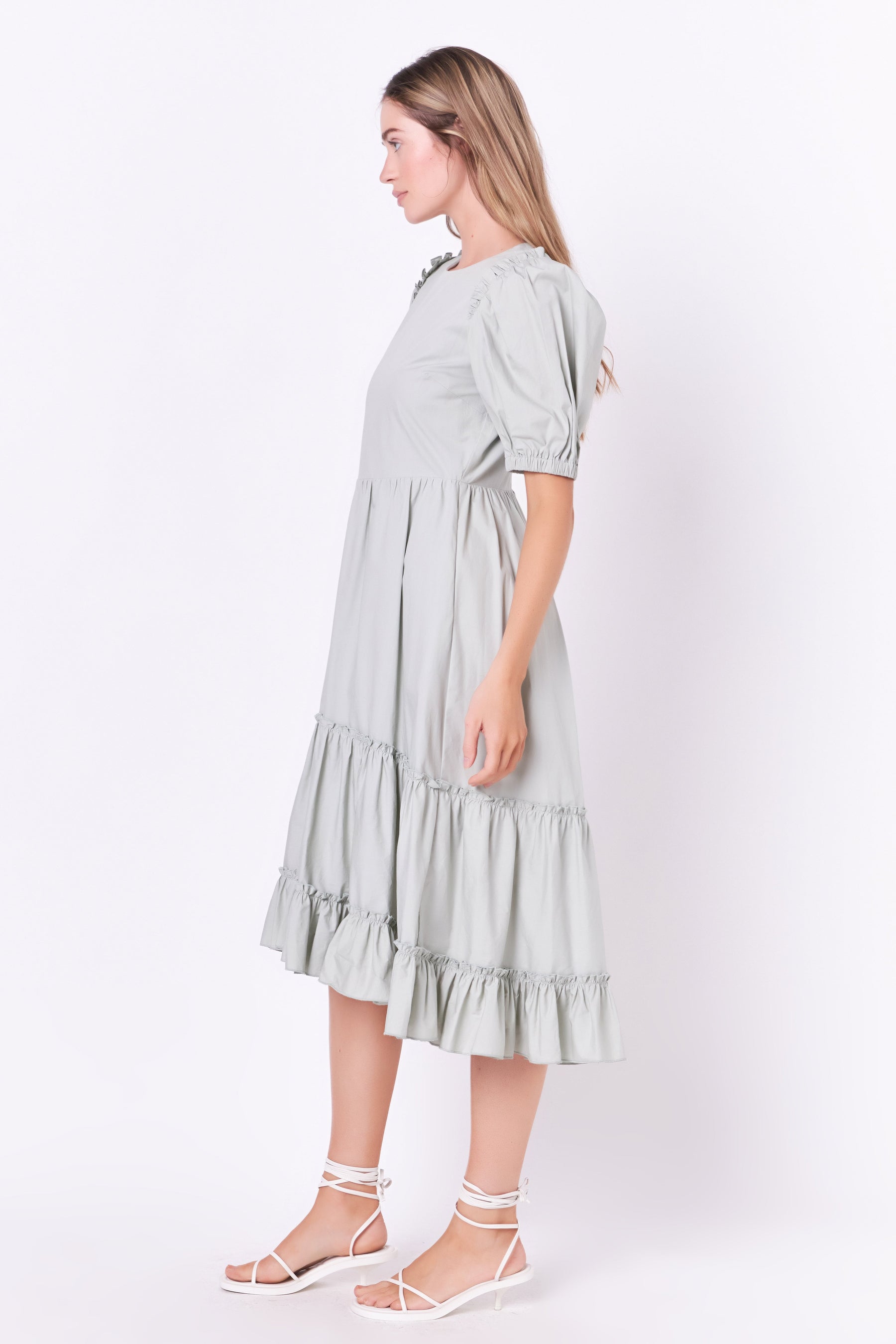 ENGLISH FACTORY - Ruffle Detail Midi Dress - DRESSES available at Objectrare