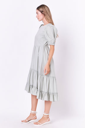 ENGLISH FACTORY - Ruffle Detail Midi Dress - DRESSES available at Objectrare