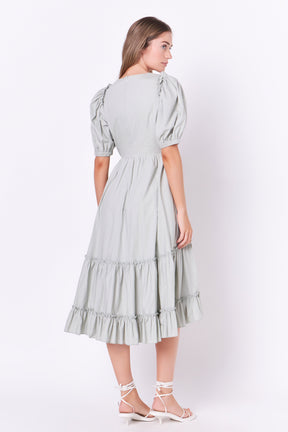 ENGLISH FACTORY - Ruffle Detail Midi Dress - DRESSES available at Objectrare