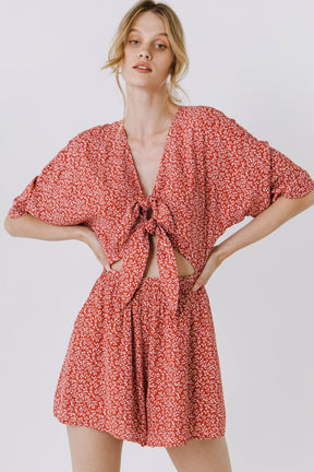 LA'VEN - Floral Tied Romper - ROMPERS available at Objectrare