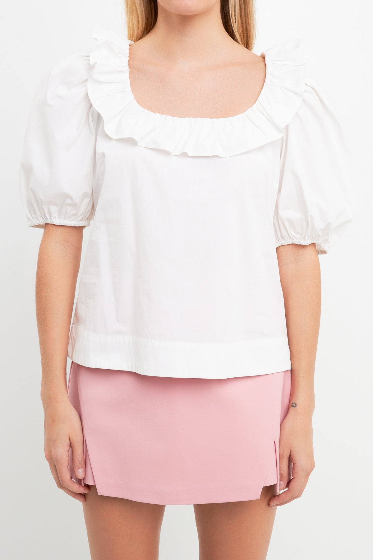 ENGLISH FACTORY - English Factory - U-neckline Puff Sleeve Top - TOPS available at Objectrare